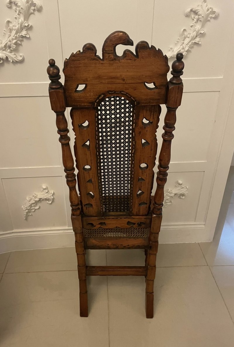 Set of 4 Antique Victorian Quality Carved Walnut Dining Chairs - Image 7